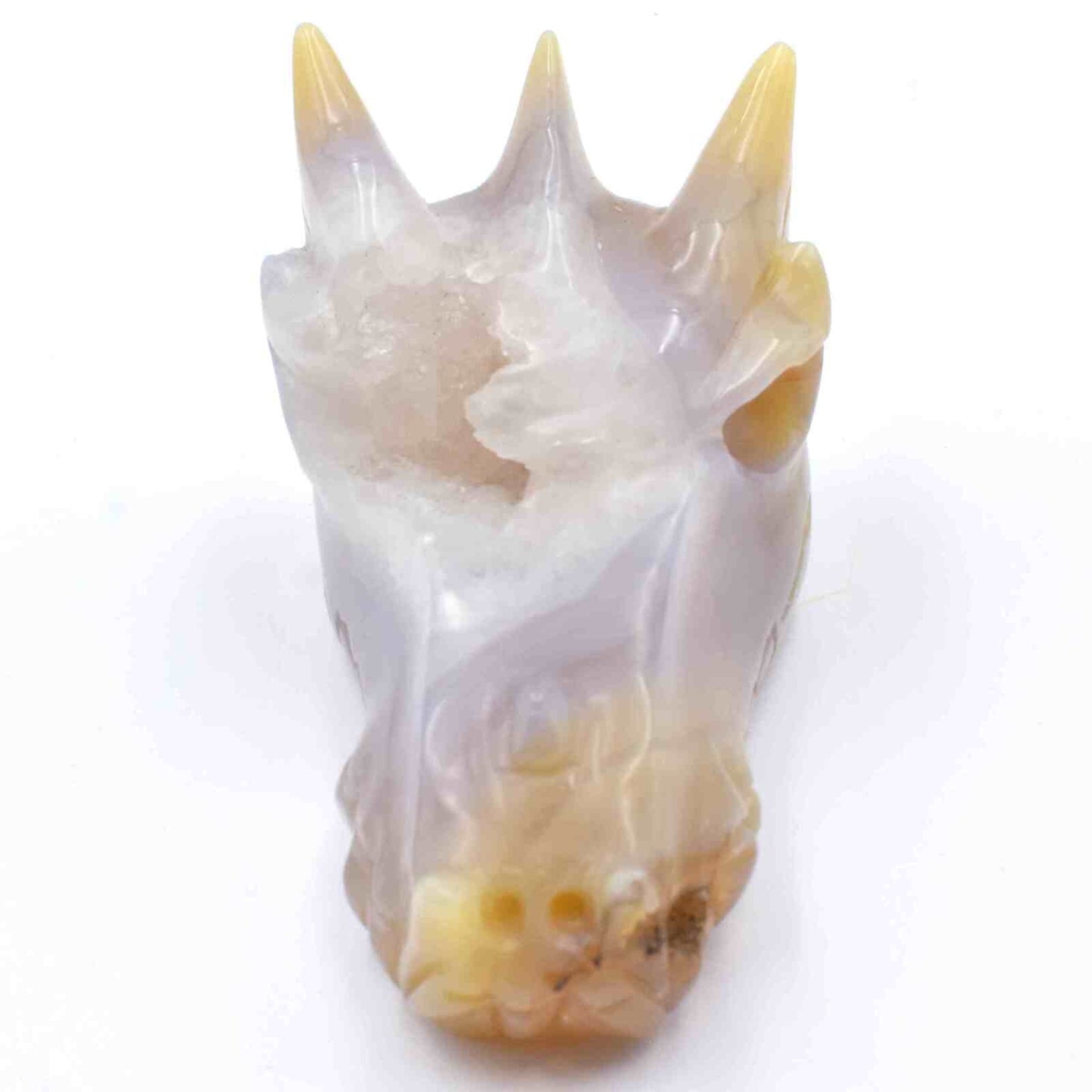 Agate Geode Dragon Head Carving