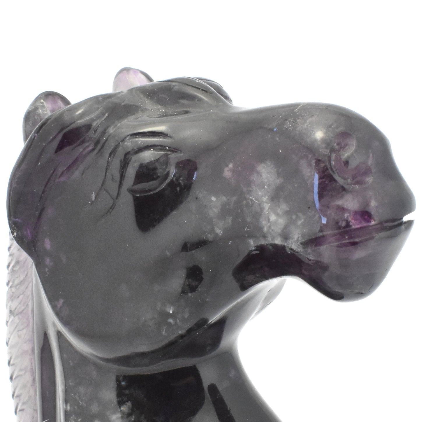 Purple Fluorite Horse Head Carving