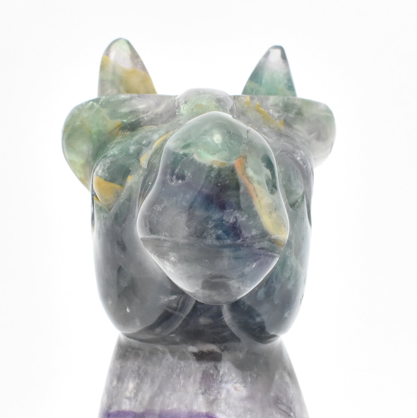 Rainbow Fluorite Horse Head Carving