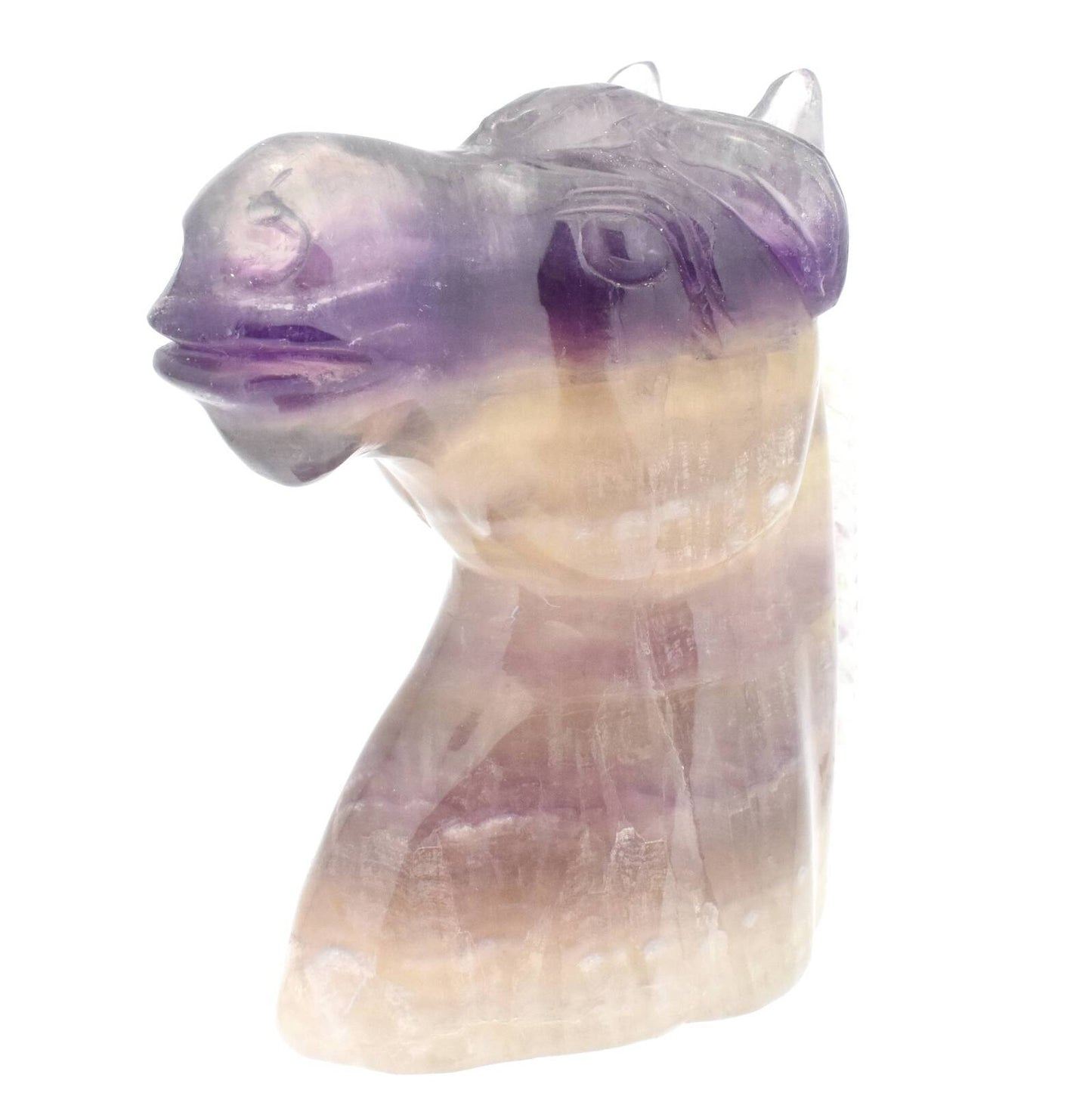 Rainbow Fluorite Horse Head Carving