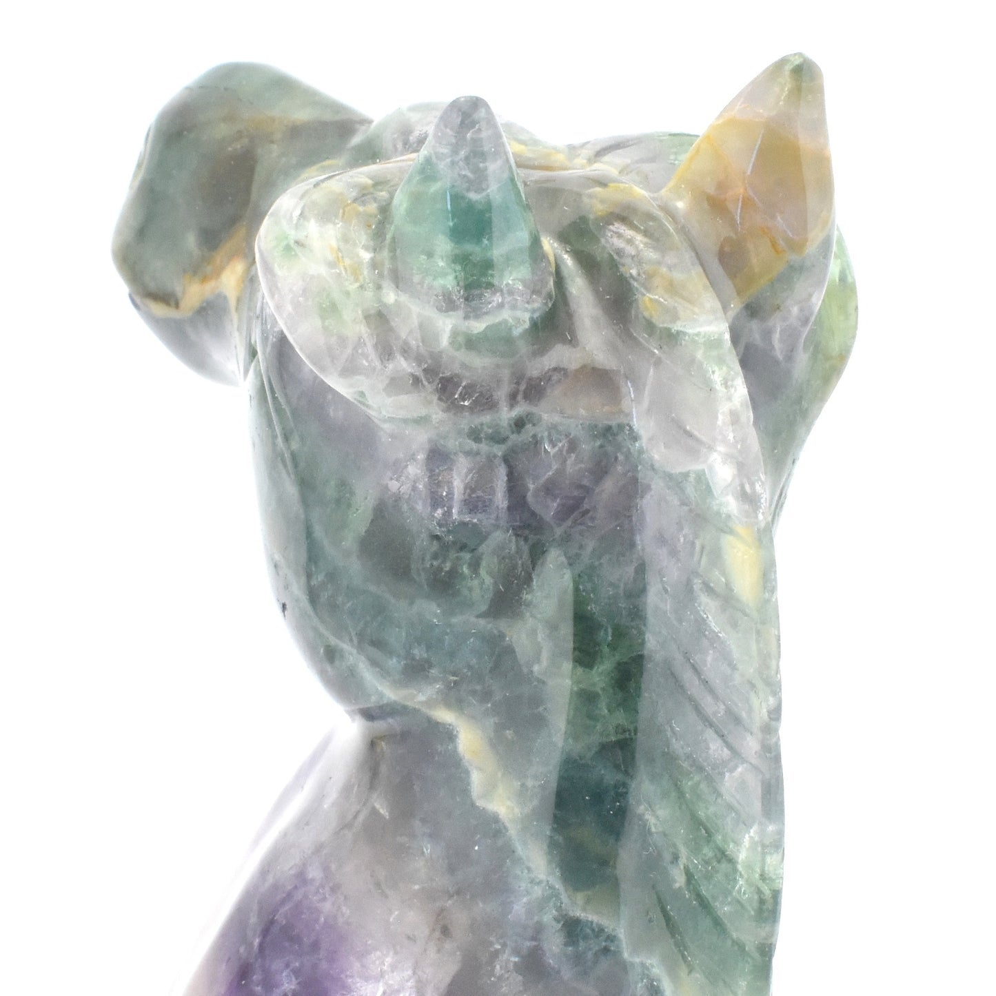 Rainbow Fluorite Horse Head Carving