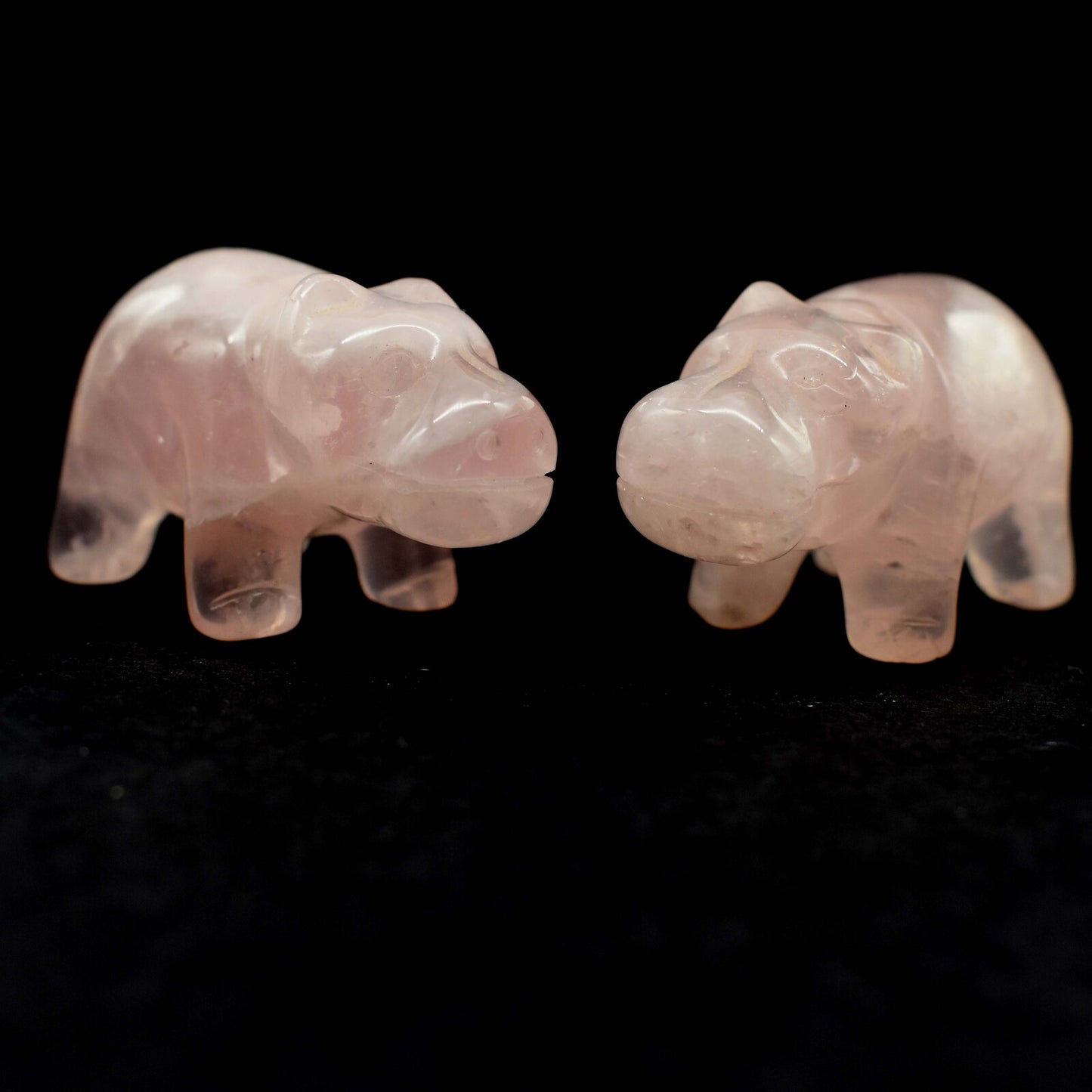 Rose Quartz Hippopotamus Carving