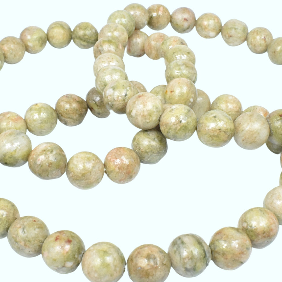 Snowflake Epidote Bead Bracelet