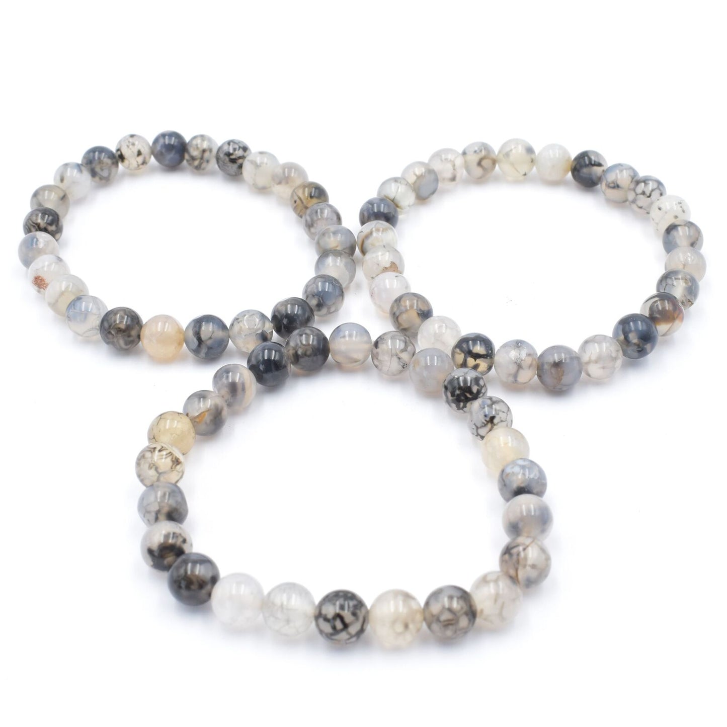 Black Fire Agate Bead Bracelet