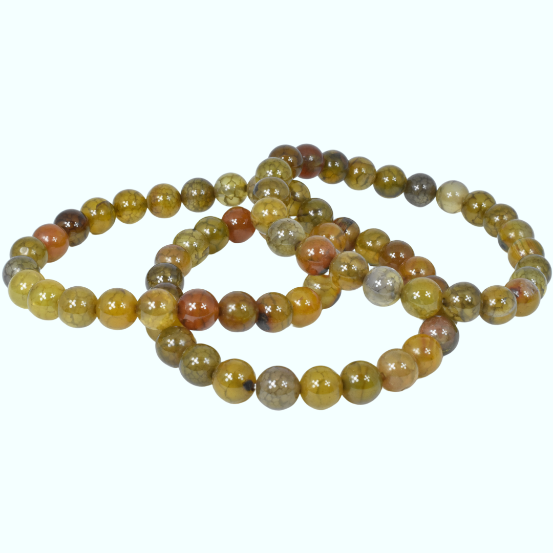 Yellow Fire Agate Bead Bracelet