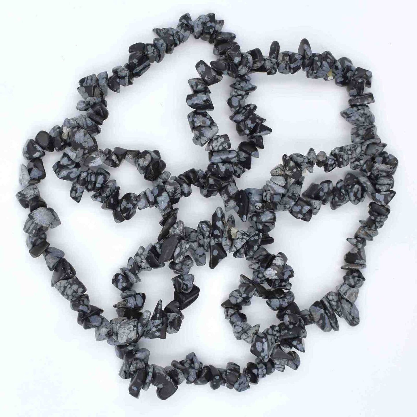 White Snowflake Obsidian Chip Bracelet
