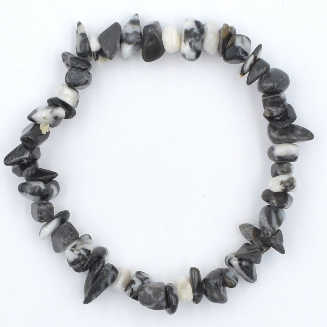 Black & White Zebra Jasper Chip Bracelet