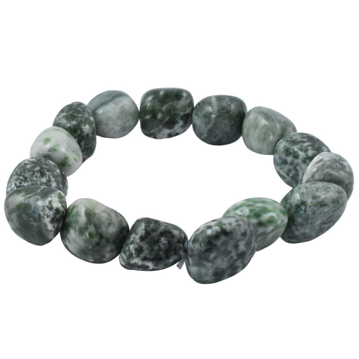 Green Spot Jade Tumbled Bracelet
