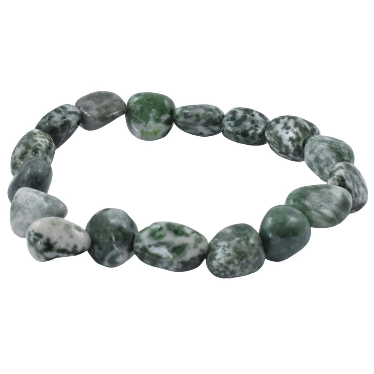 Green Spot Jade Tumbled Bracelet