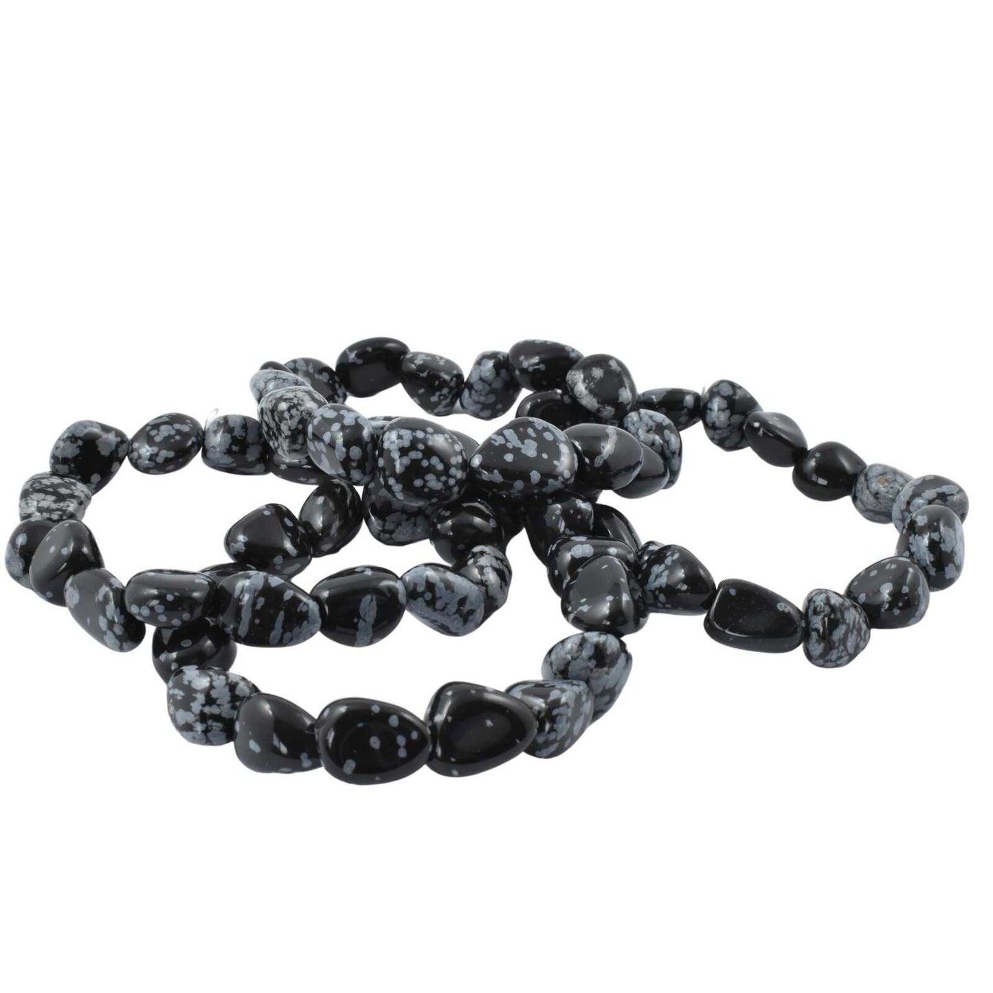 White Snowflake Obsidian Tumbled Bracelet