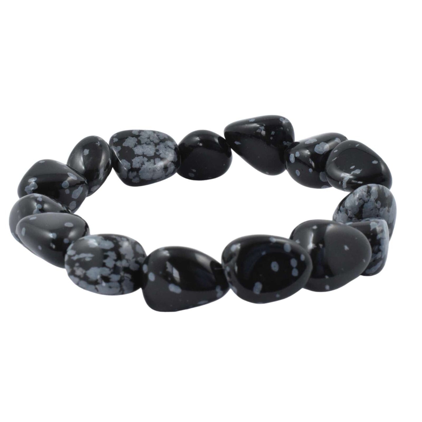 White Snowflake Obsidian Tumbled Bracelet