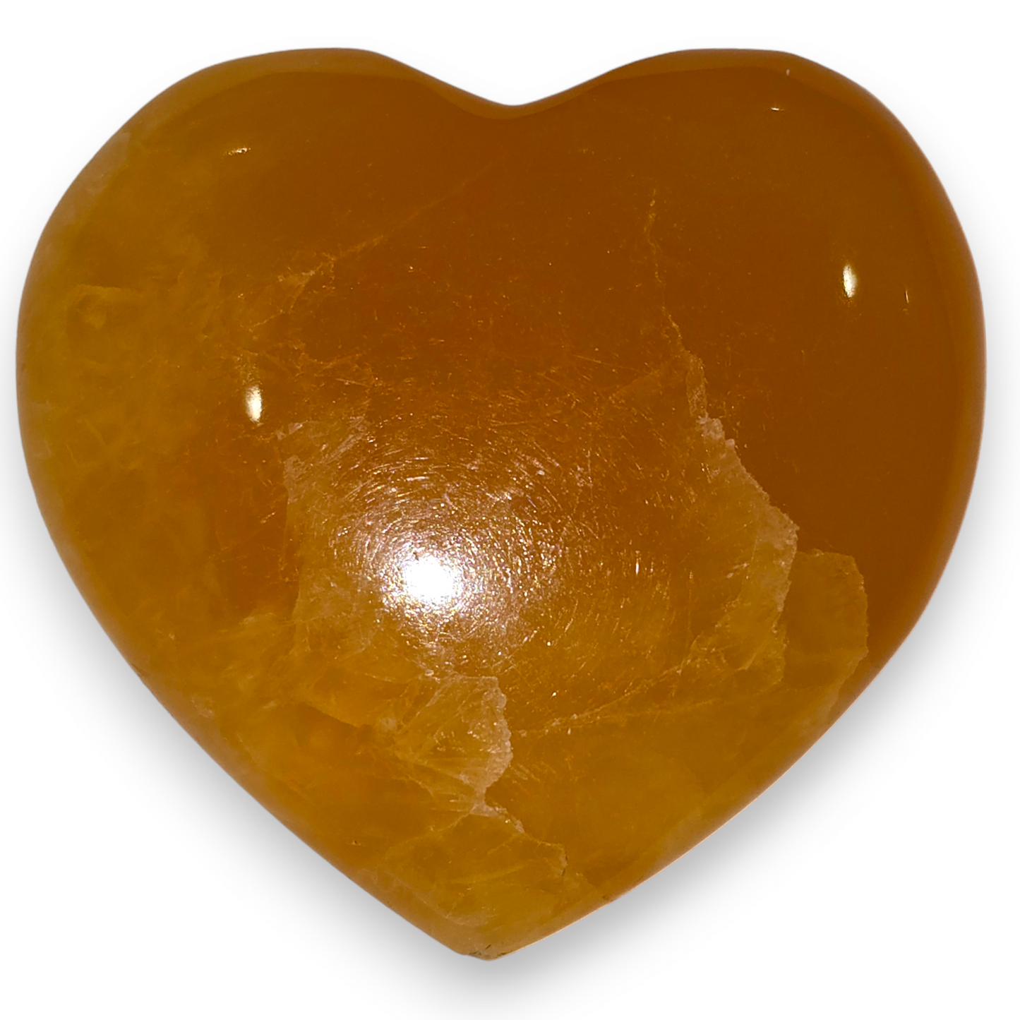 Orange Calcite Heart Carving