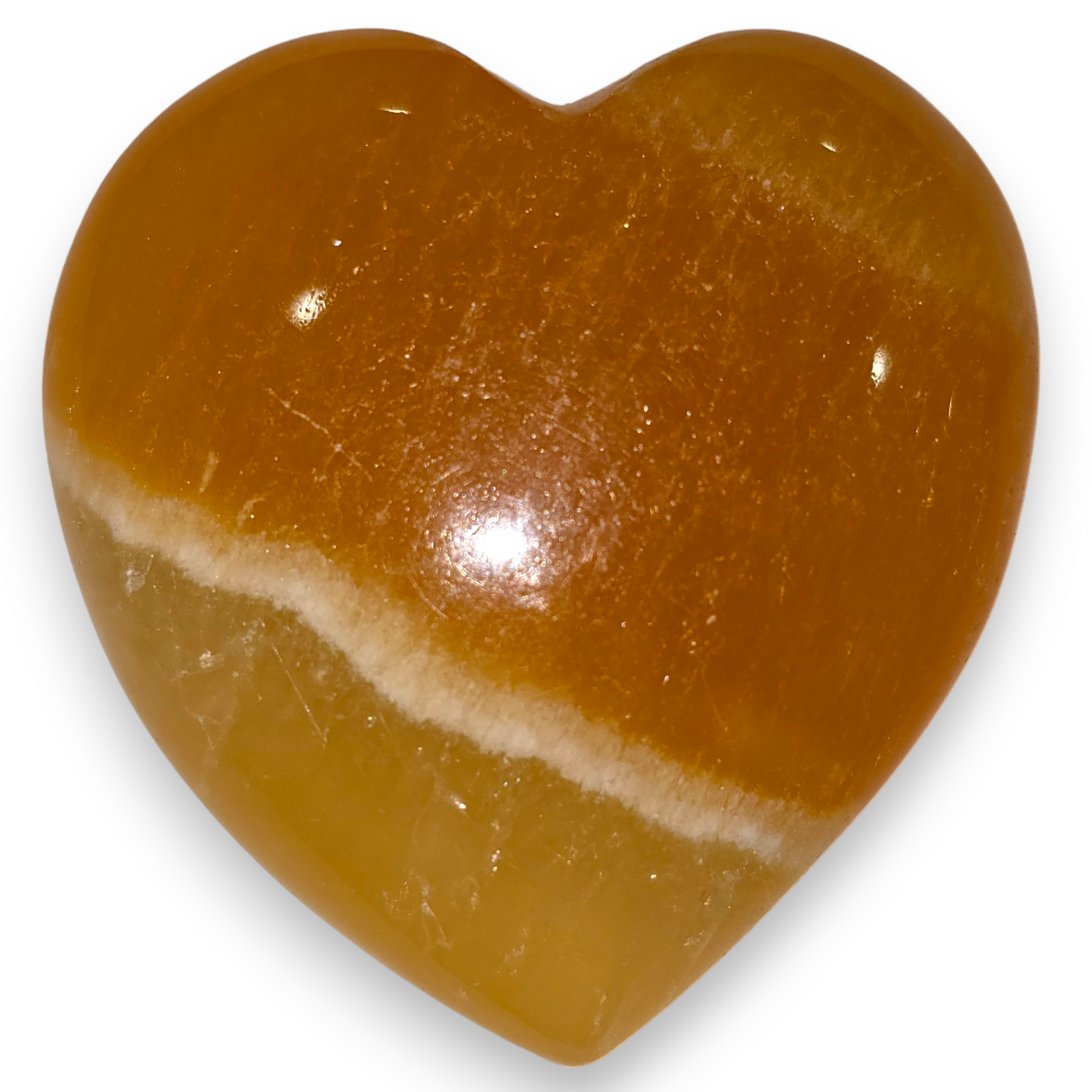 Orange Calcite Heart Carving