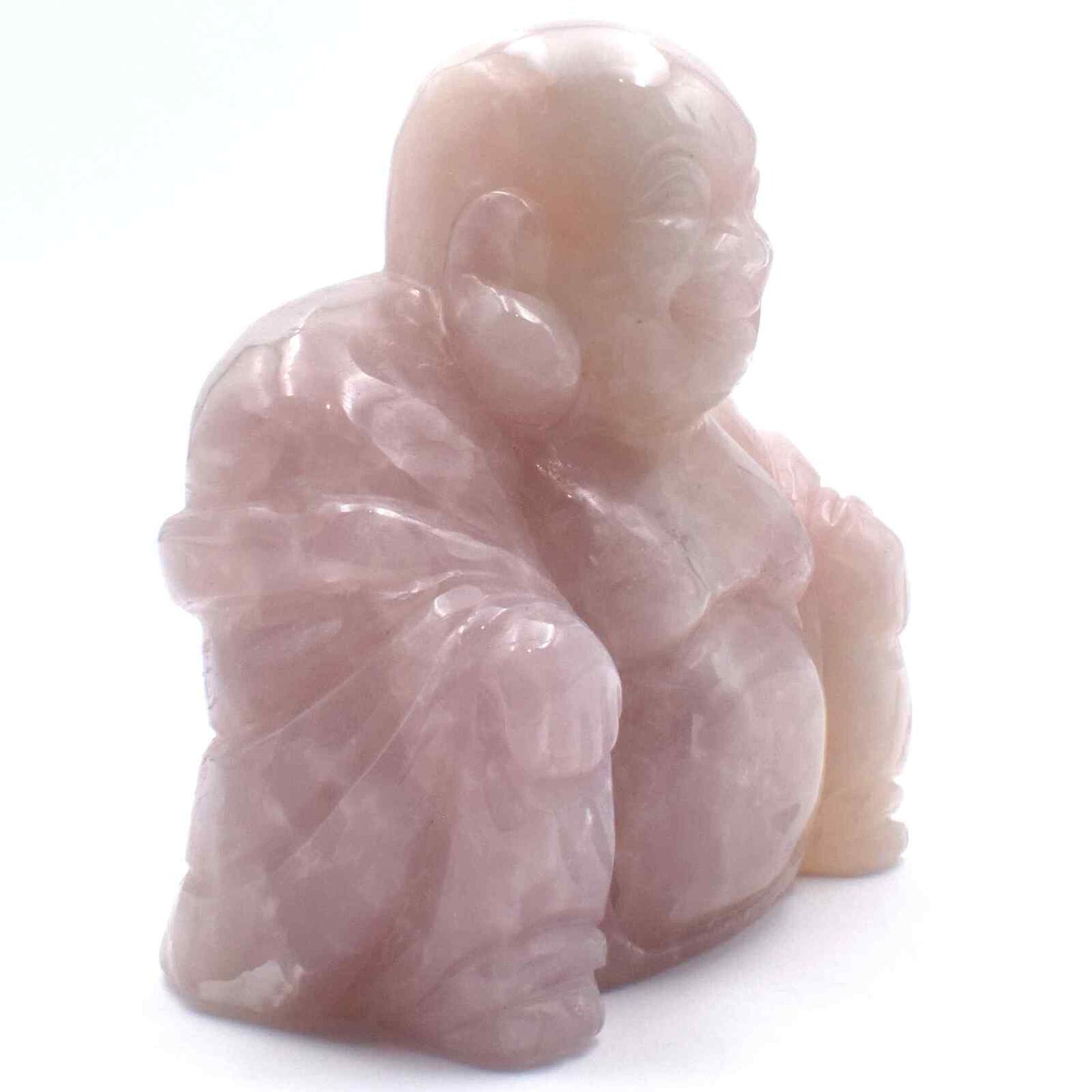Rose Quartz Happy Buddha Carving