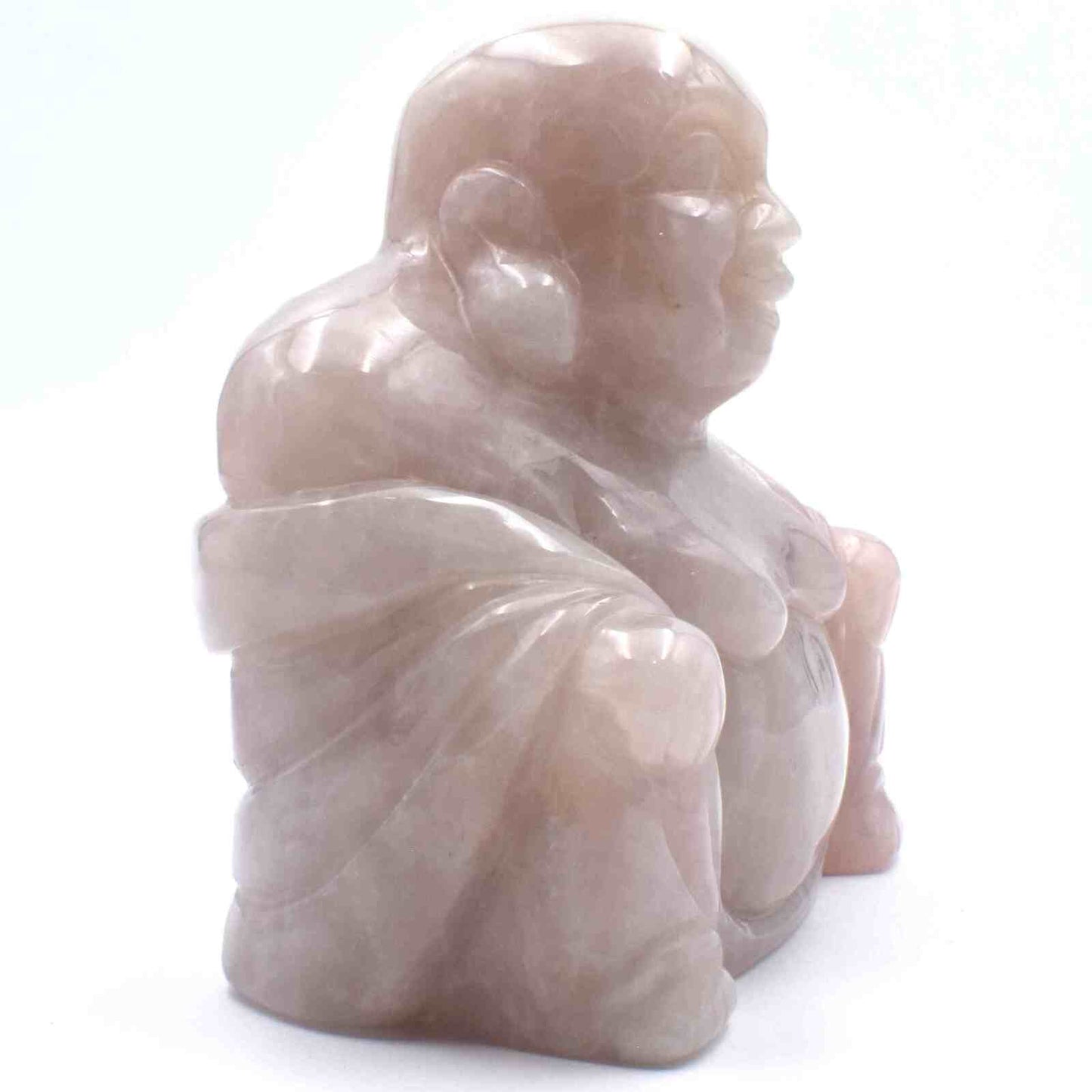 Rose Quartz Happy Buddha Carving