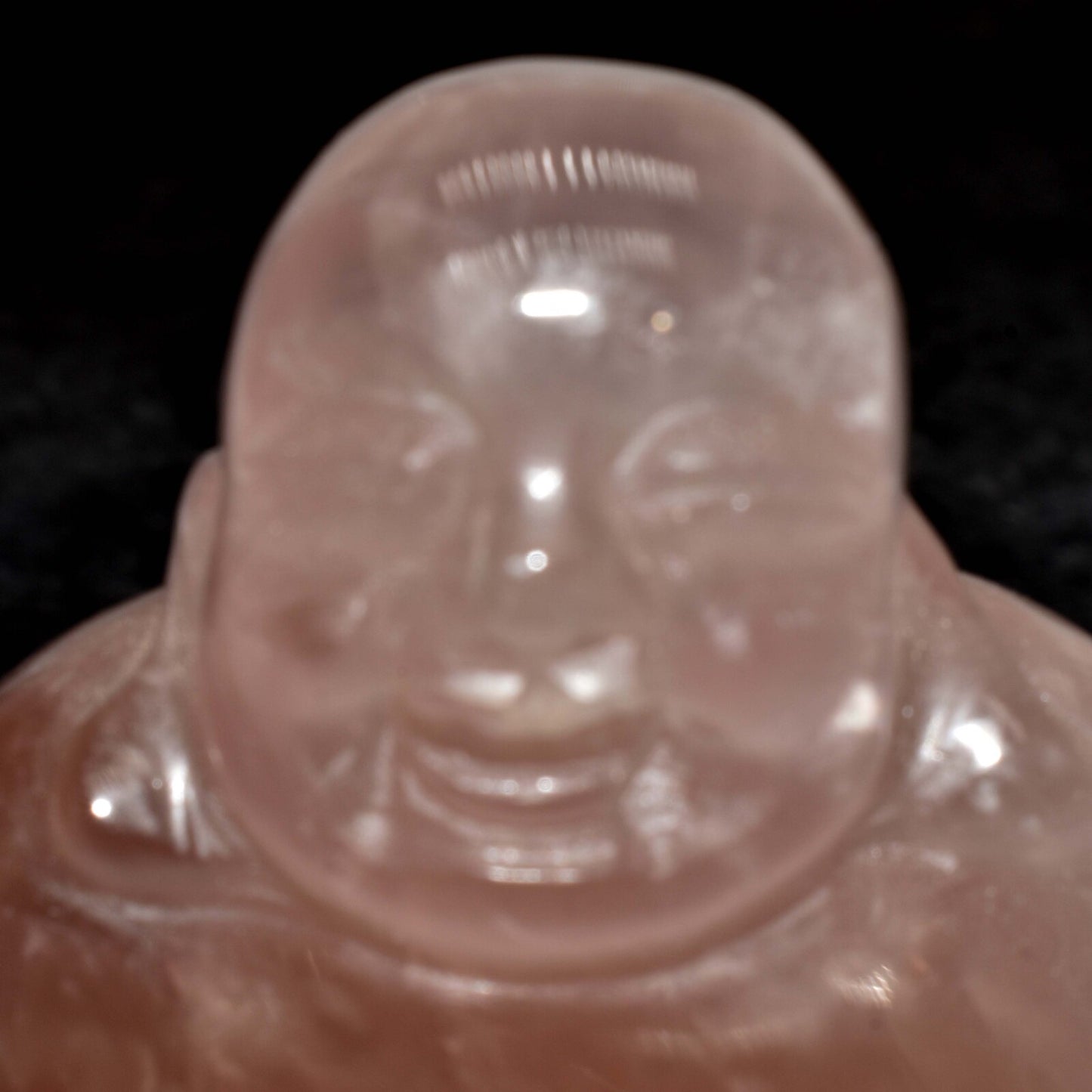 Rose Quartz Laughing Buddha Carving