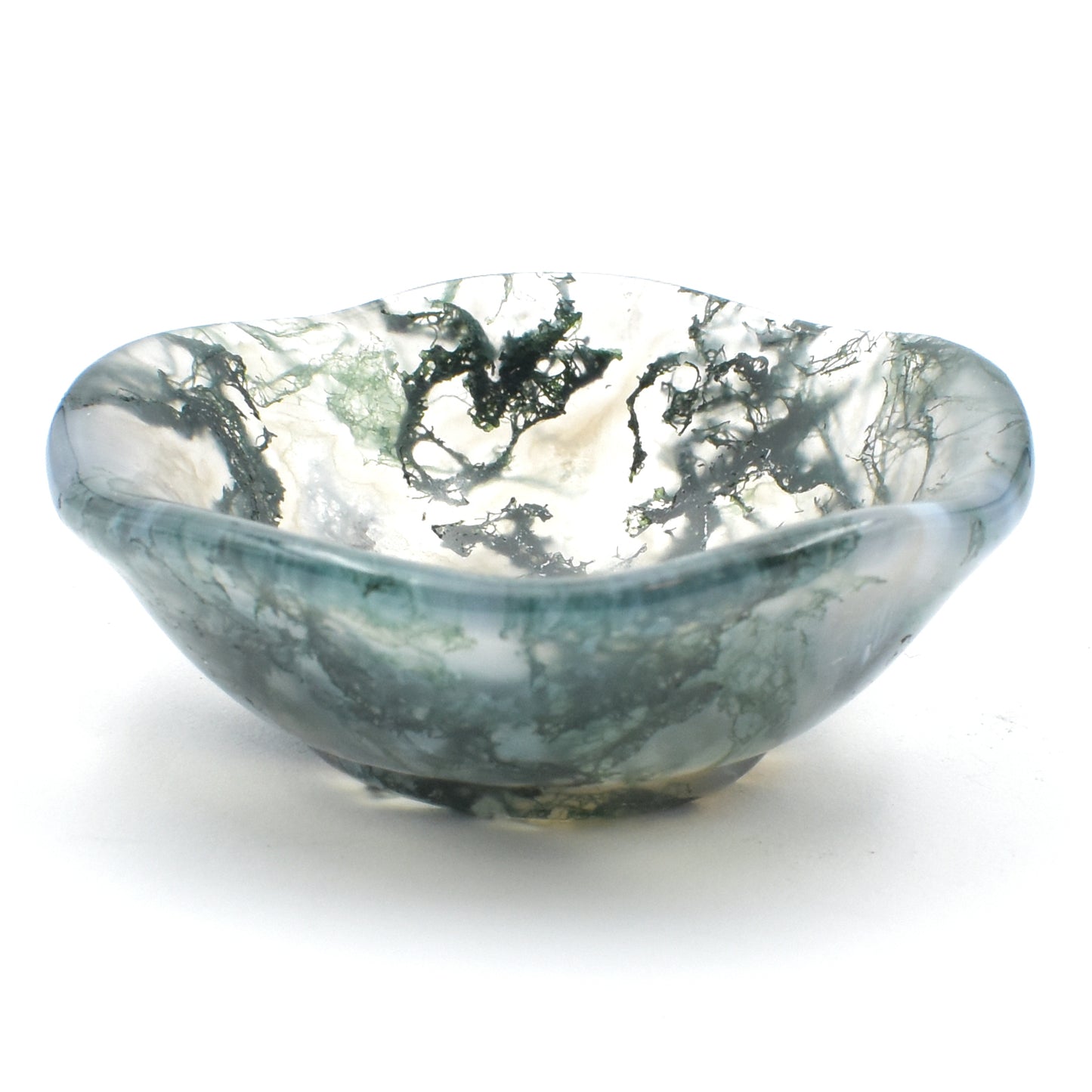 Green Moss Agate Bowl Carving