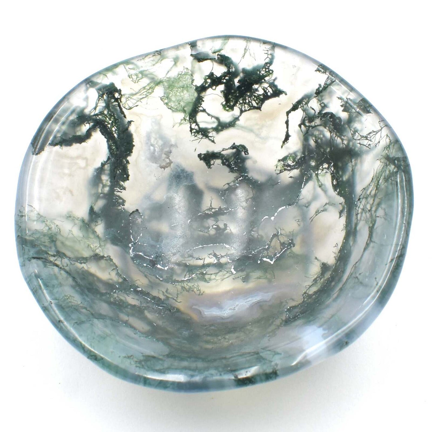 Green Moss Agate Bowl Carving
