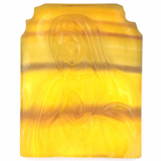 Yellow & Purple Fluorite Mary Carving