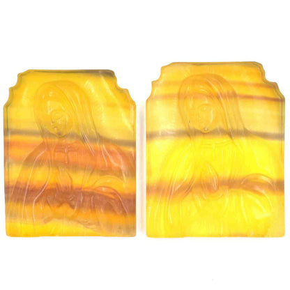 Yellow & Purple Fluorite Mary Carving