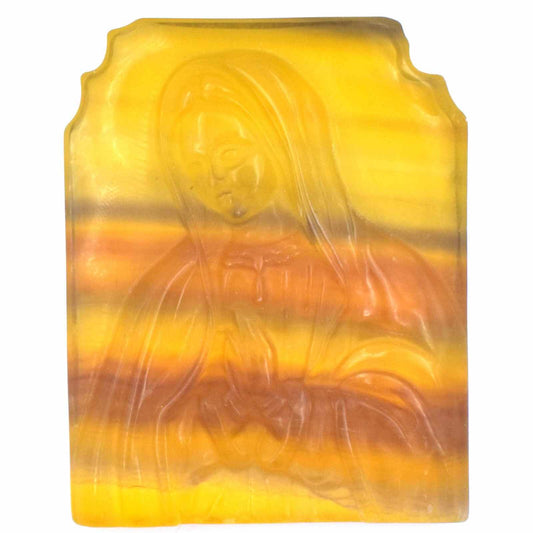 Yellow & Purple Fluorite Mary Carving