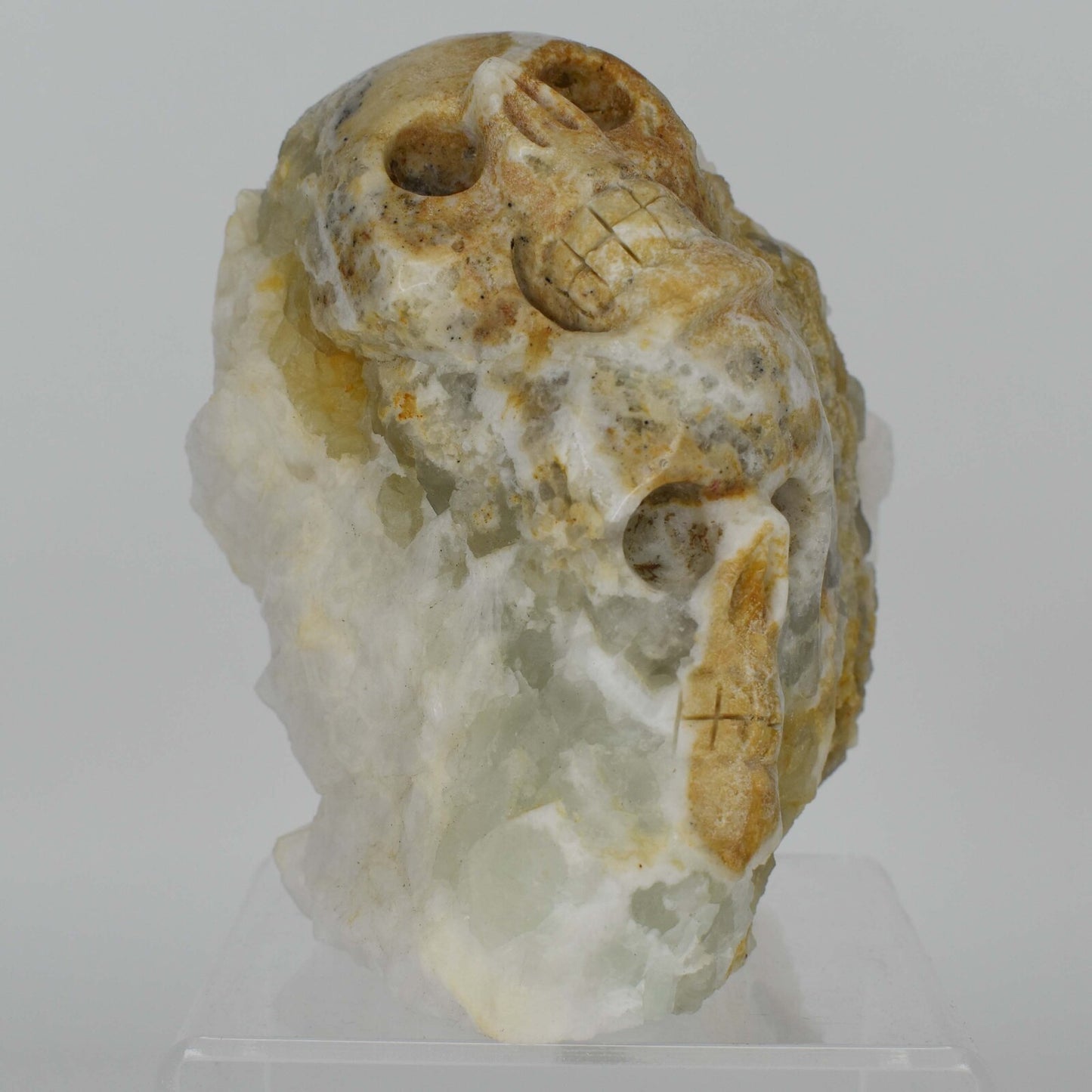 Clear Quartz Cluster Crystal Skull Carving