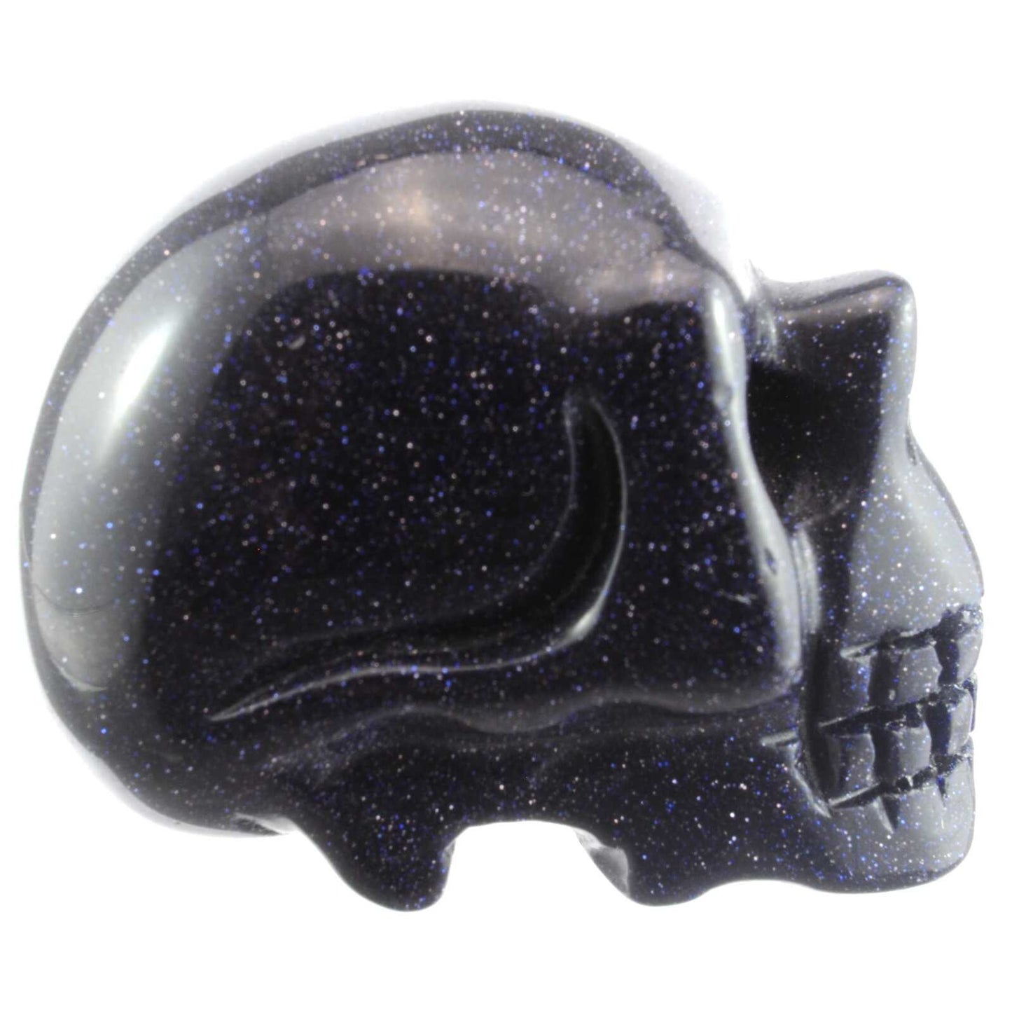 Blue Goldstone Crystal Skull Carving