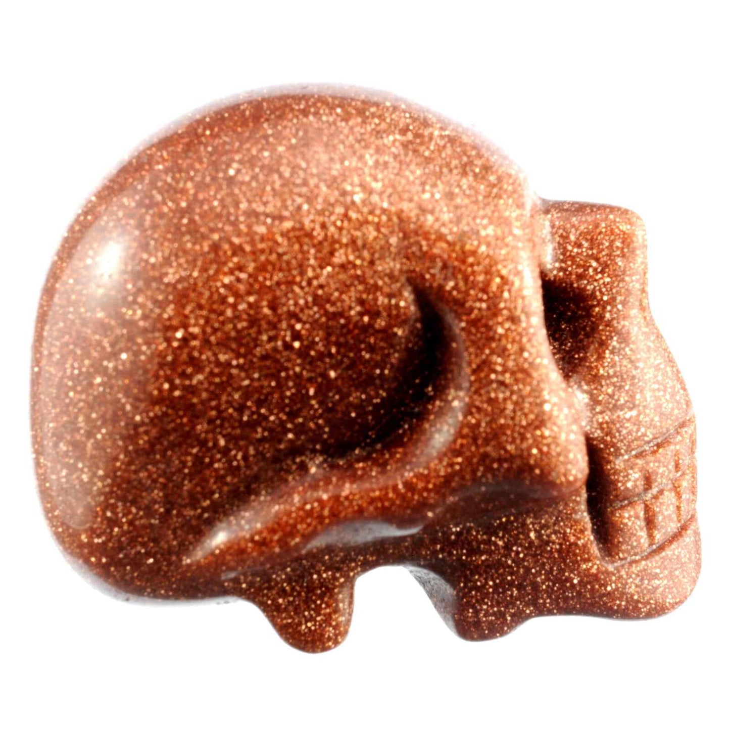 Gold Goldstone Crystal Skull Carving