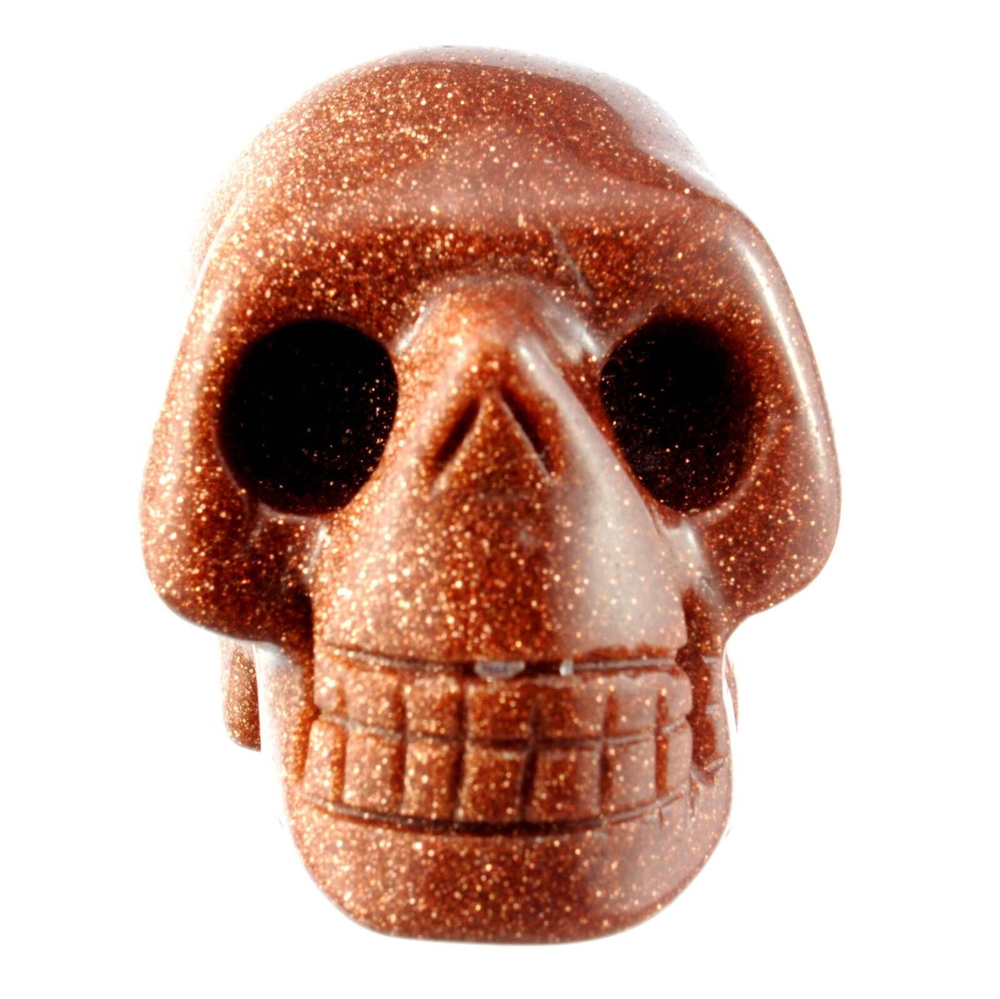 Gold Goldstone Crystal Skull Carving