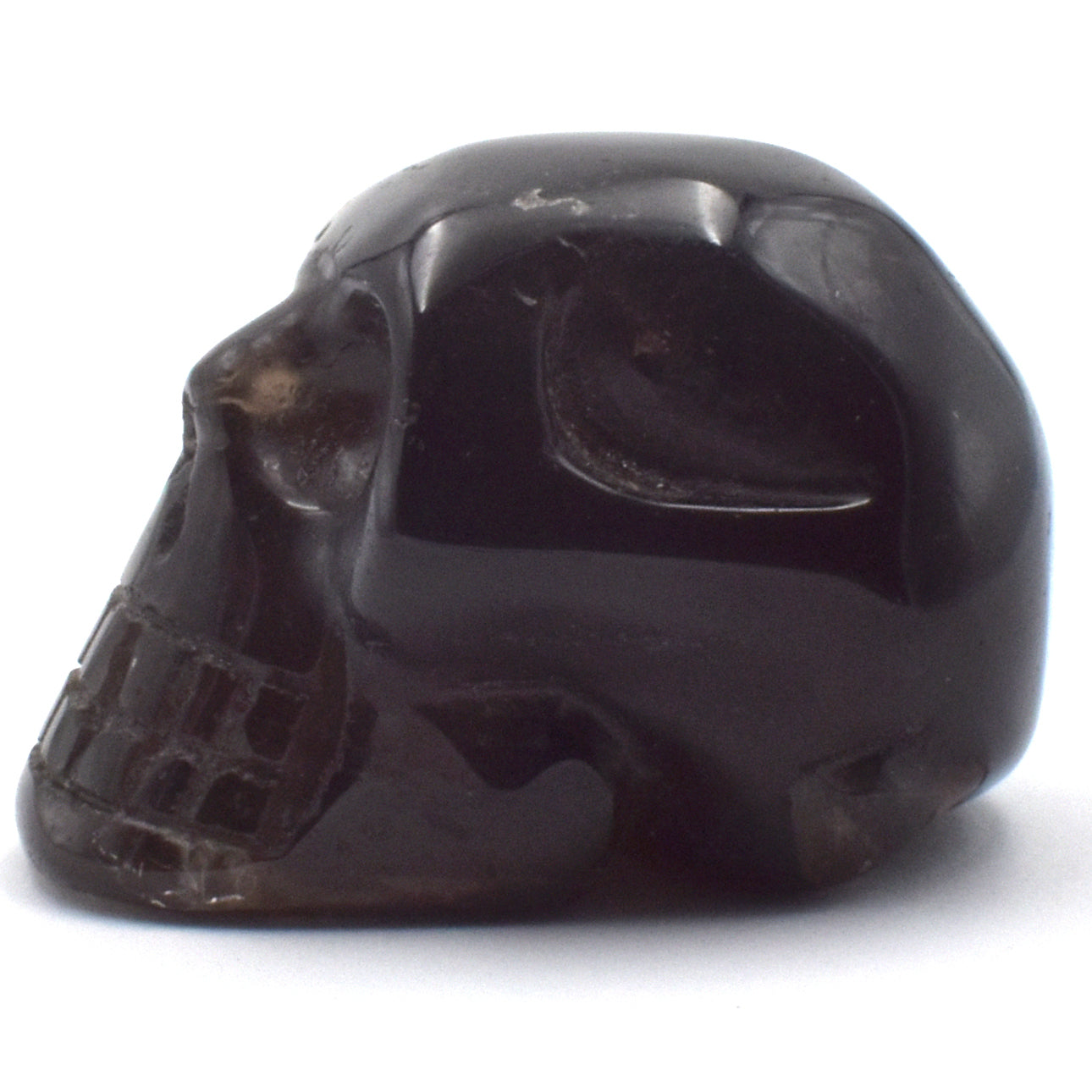 Dark Smoky Quartz Crystal Skull Carving