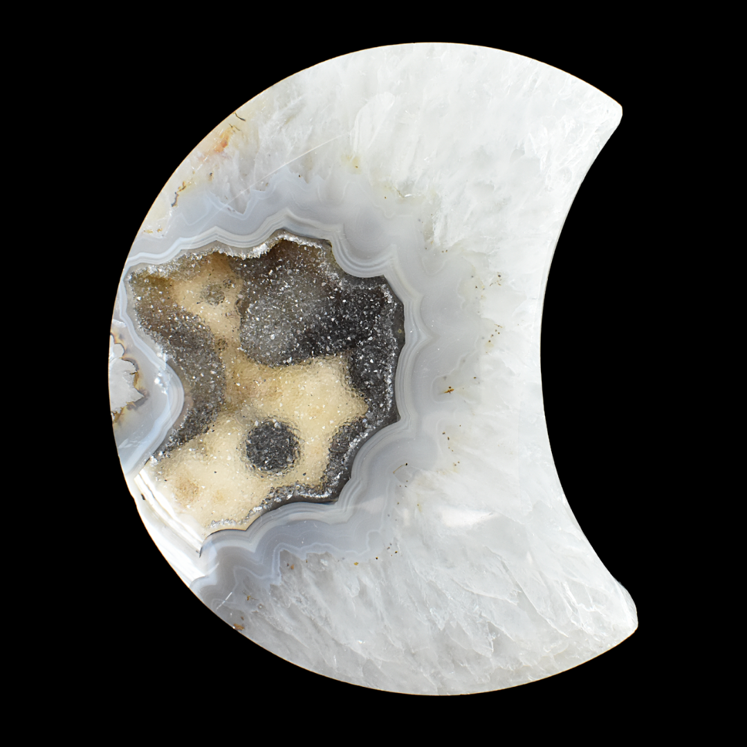 Agate Moon Geode Carving