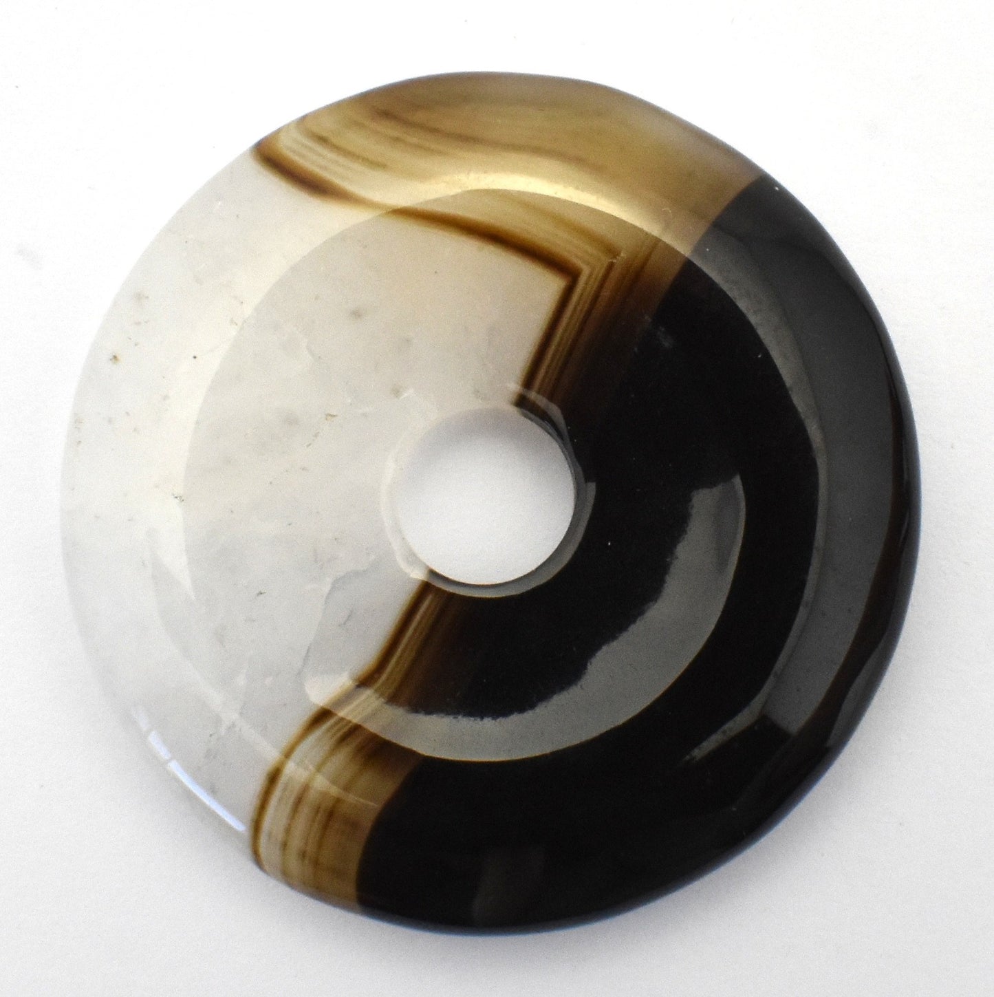 Black & White Agate Donut Pendant Carving