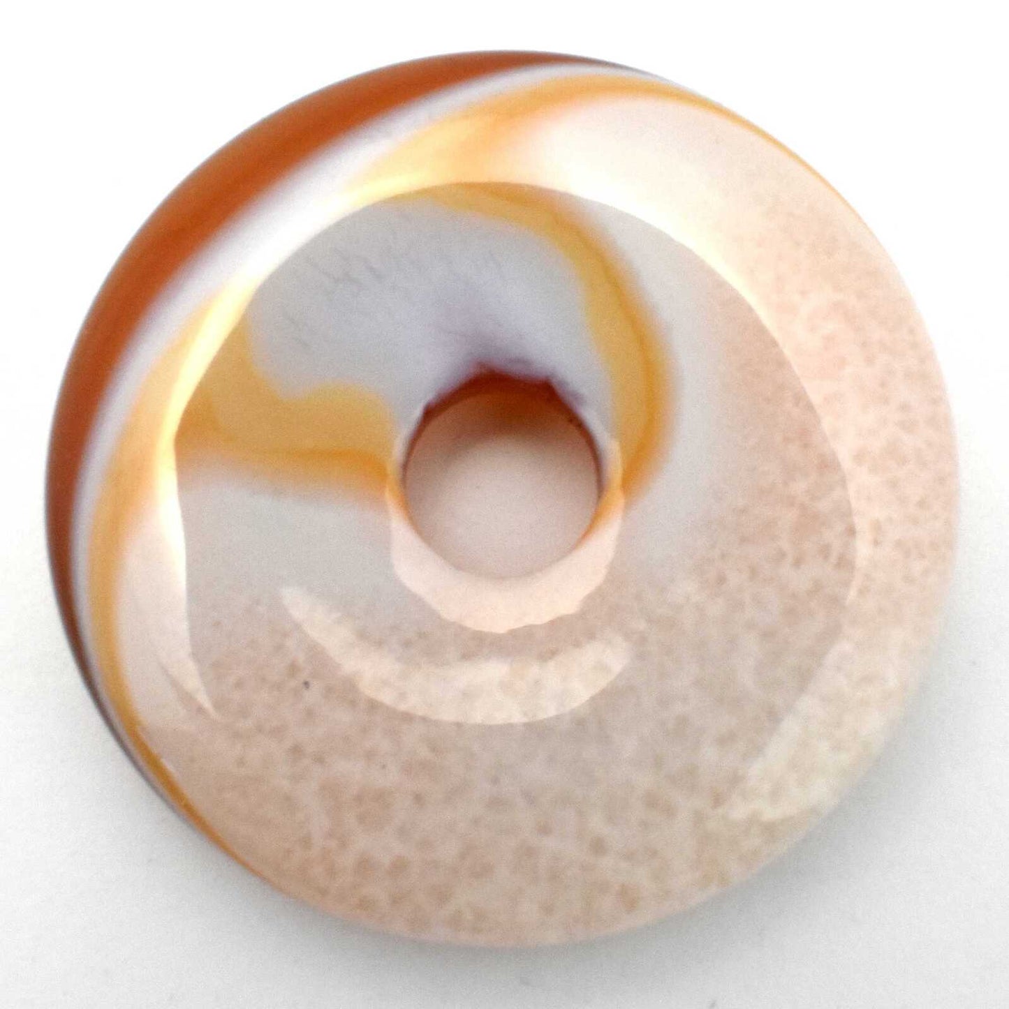 Carnelian and Quartz Donut Pendant Carving