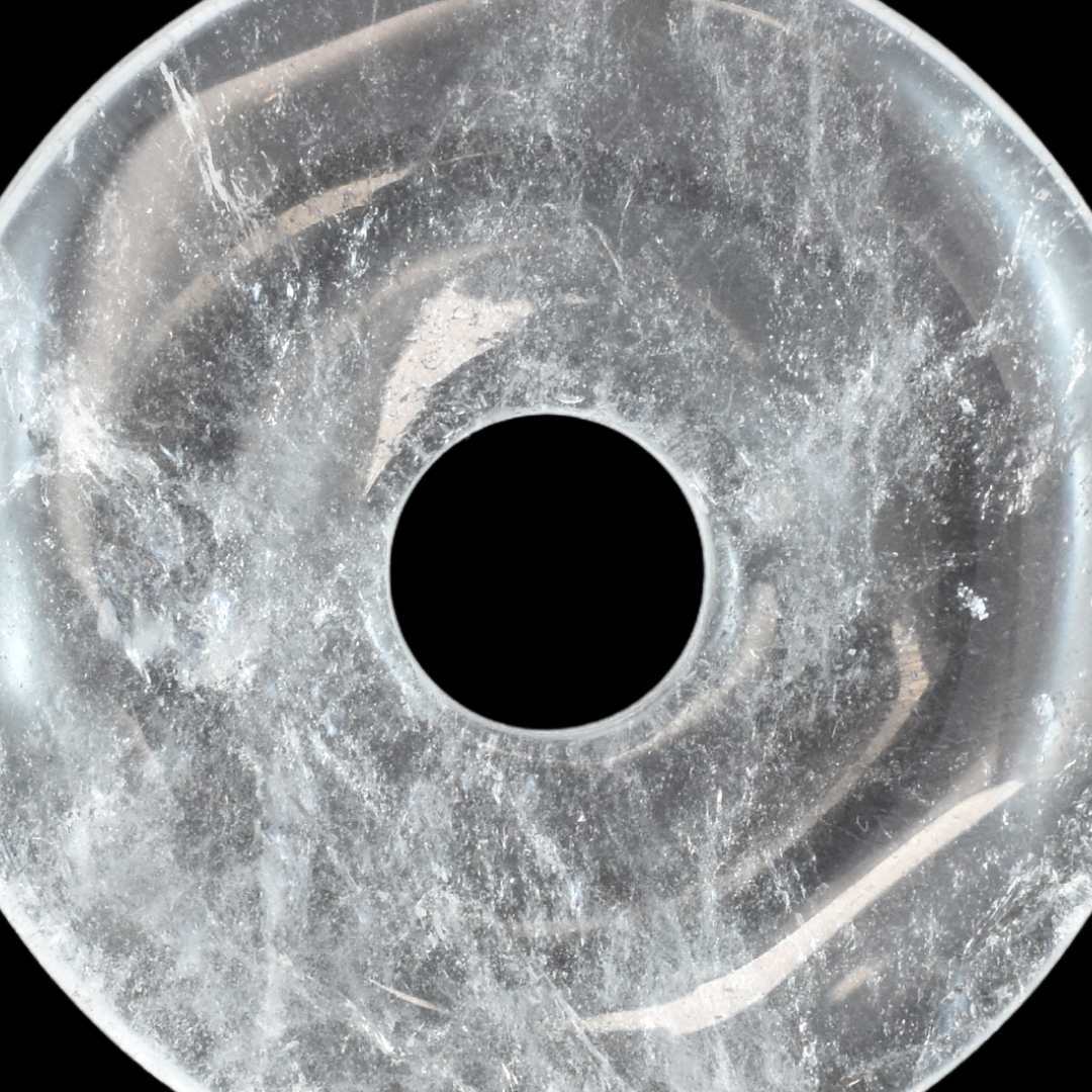 Clear Quartz Donut Pendant Carving