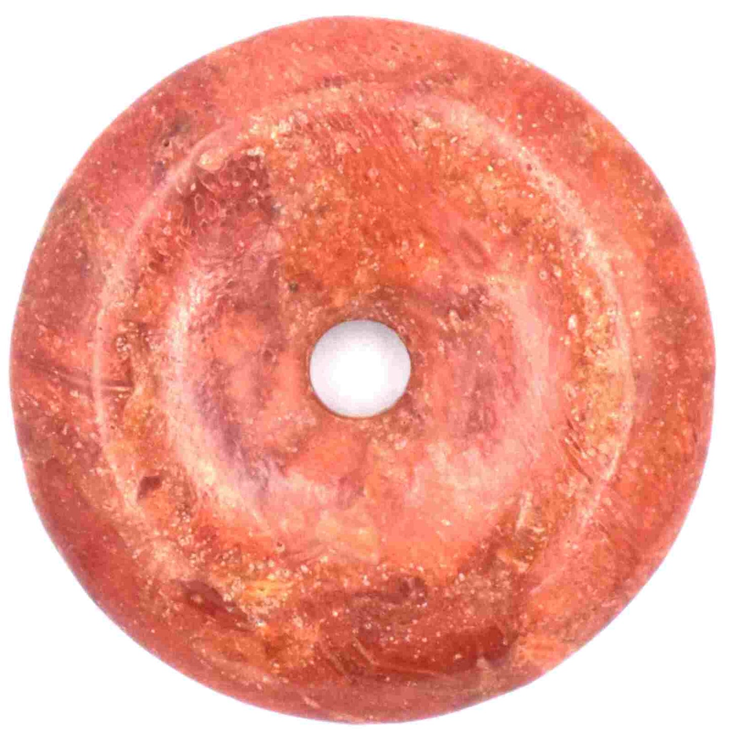 Red Coral Donut Pendant Carving