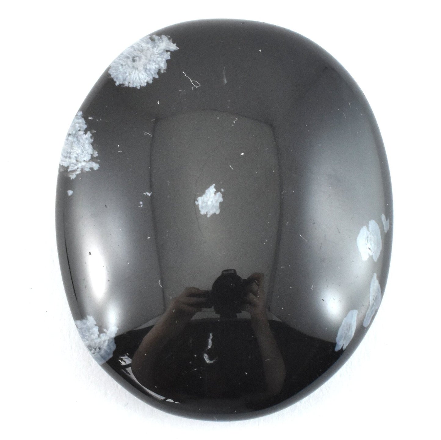 White Snowflake Obsidian Palm Stone