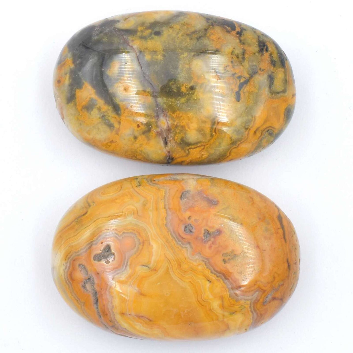 Yellow Crazy Lace Agate Soapstone Carving