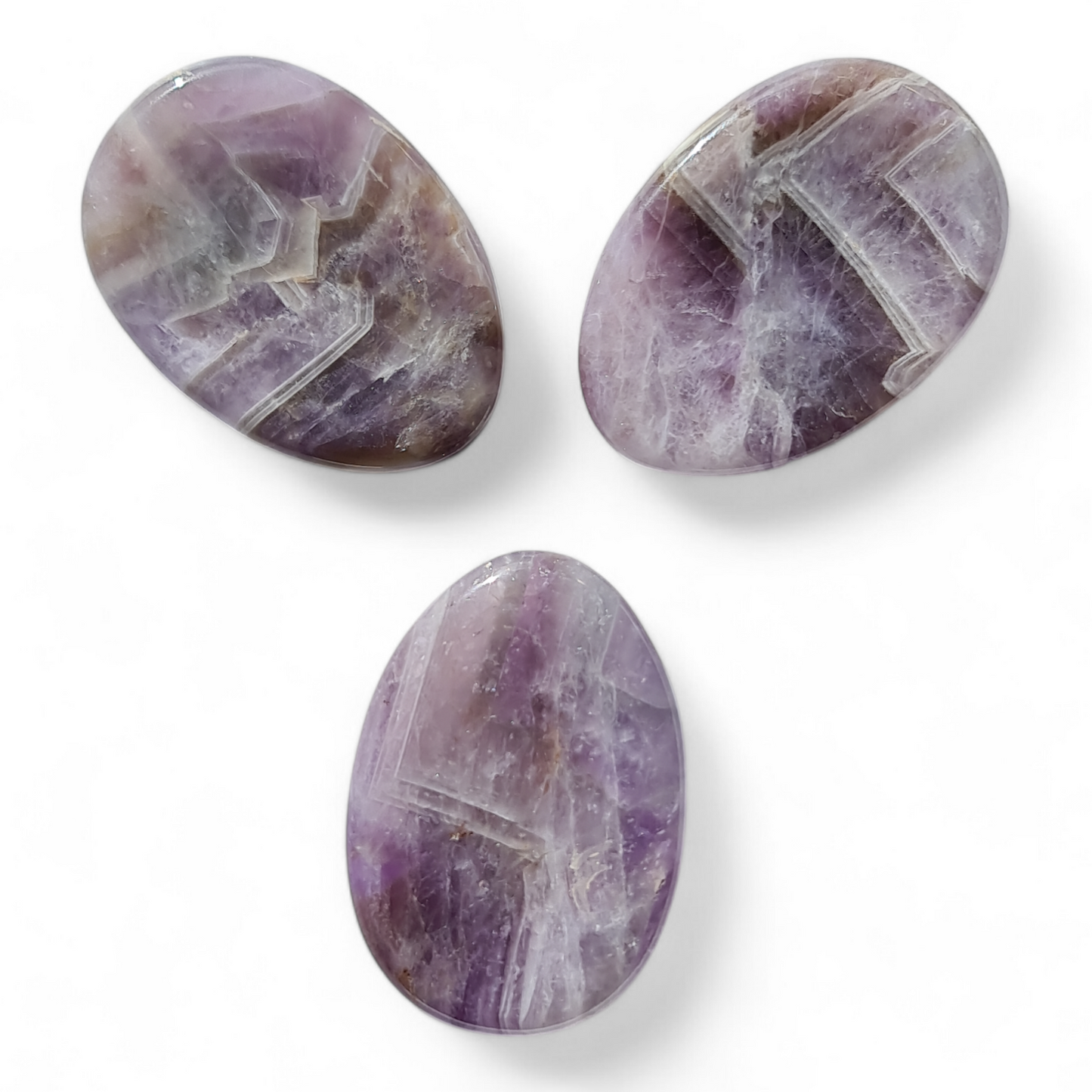 Oval Amythest Chevron Worry Stone
