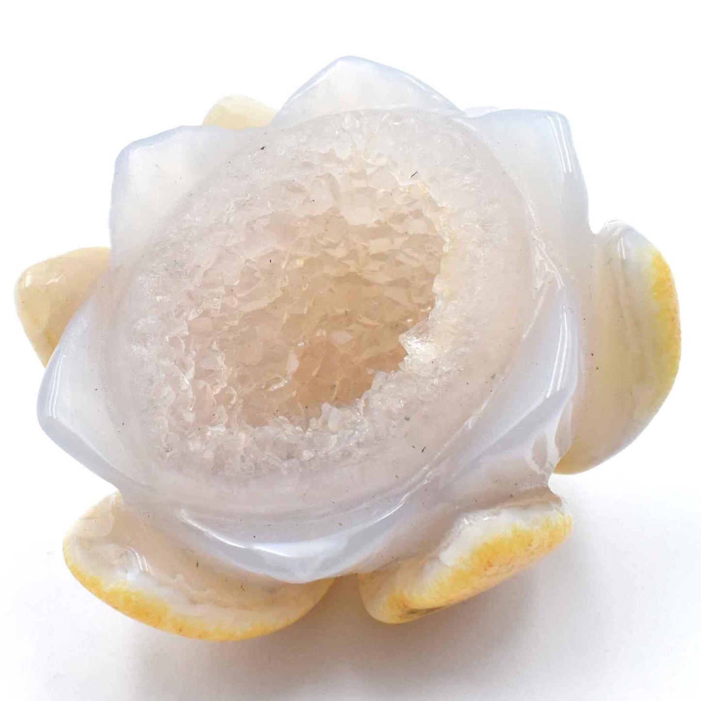 Agate Geode Lotus Flower Carving