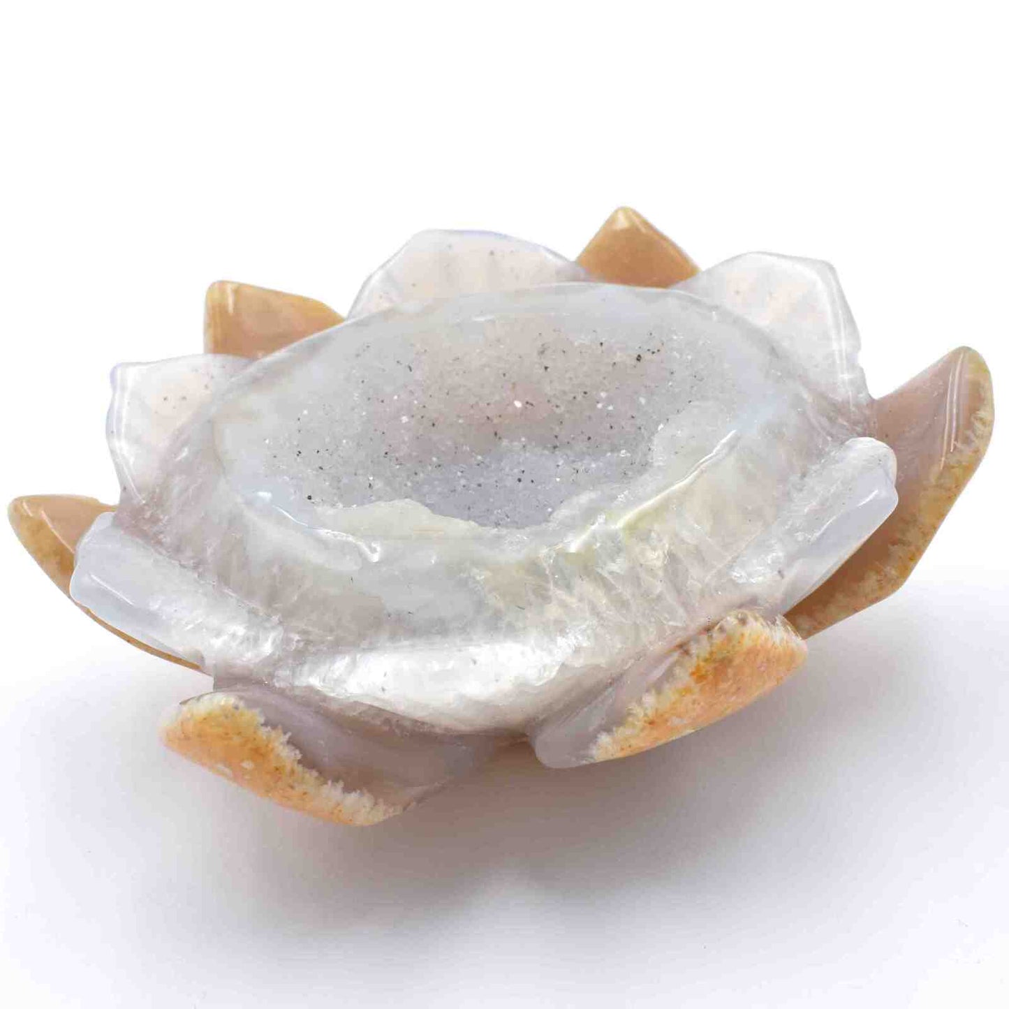 Agate Geode Lotus Flower Carving