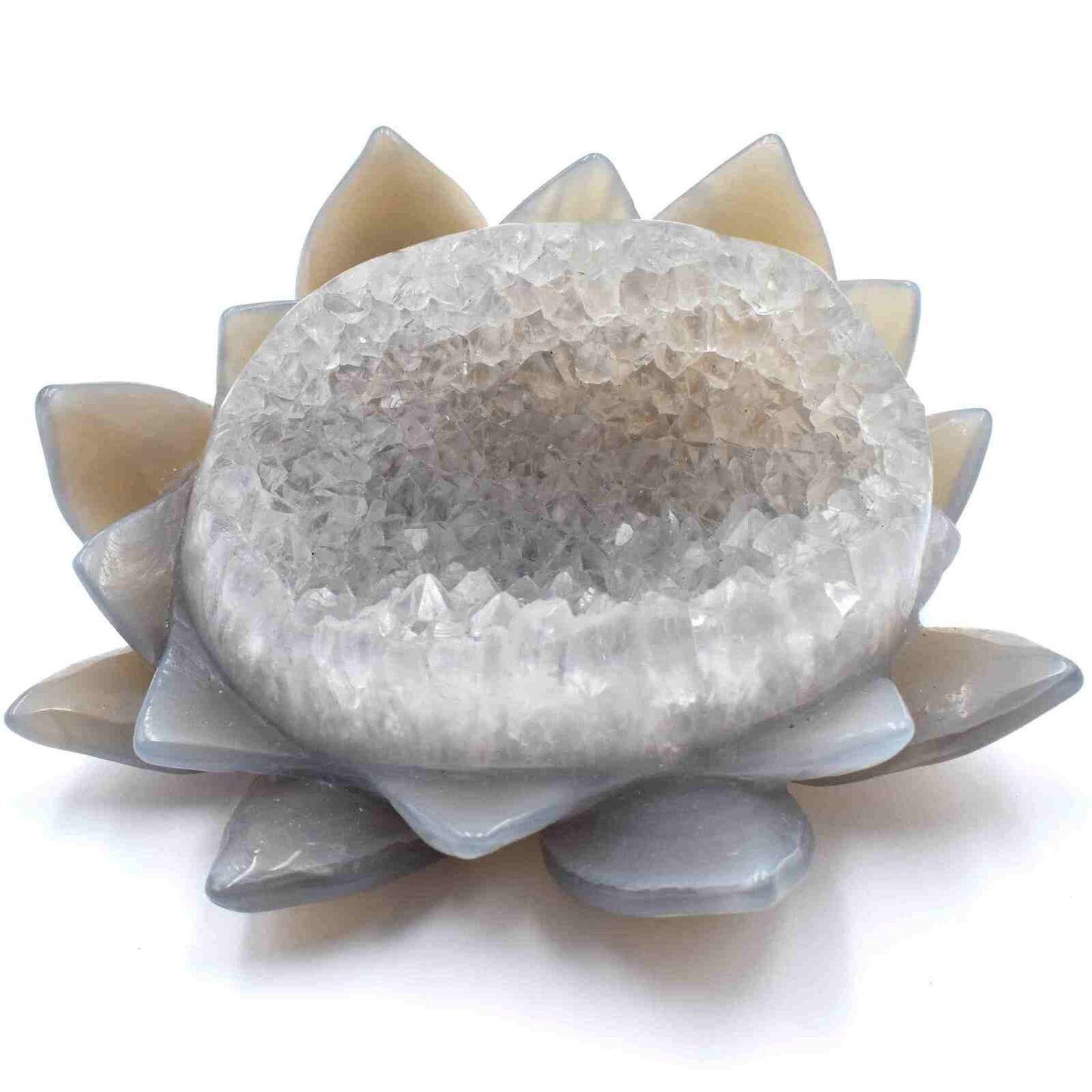 Agate Geode Lotus Flower Carving