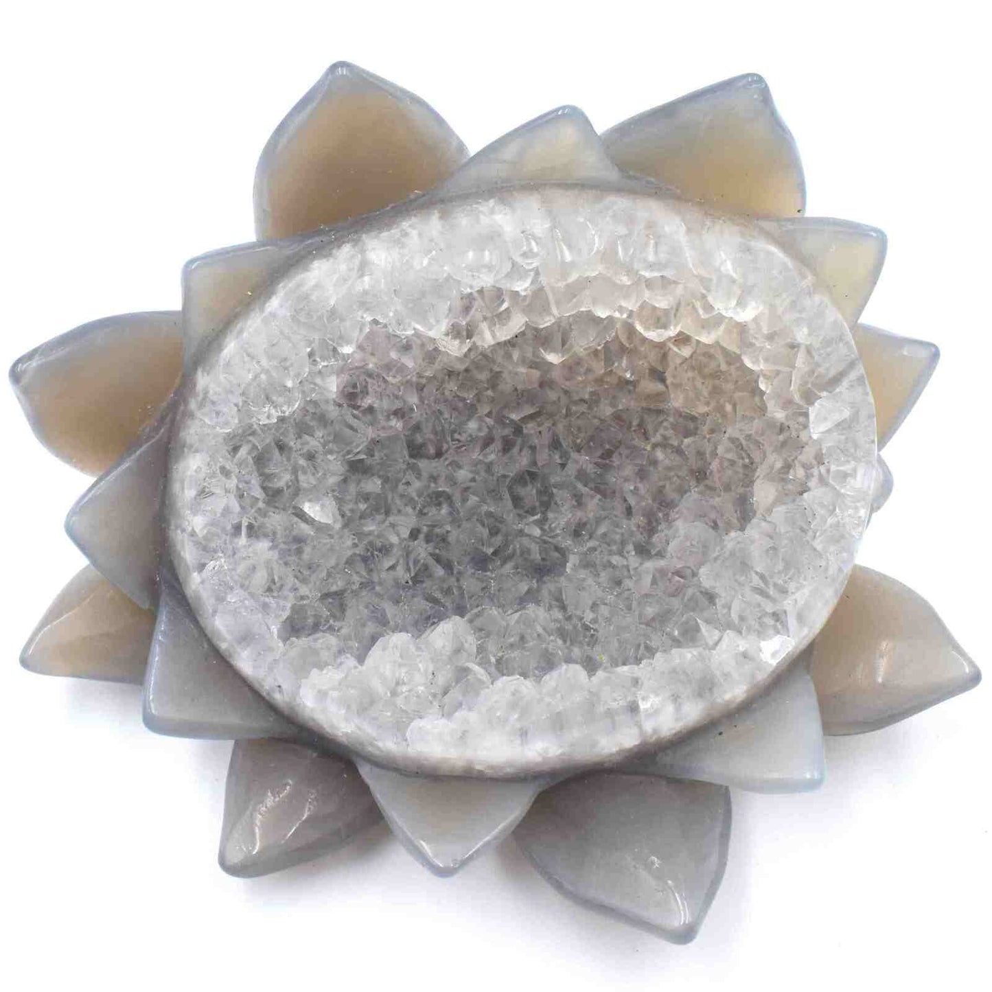 Agate Geode Lotus Flower Carving