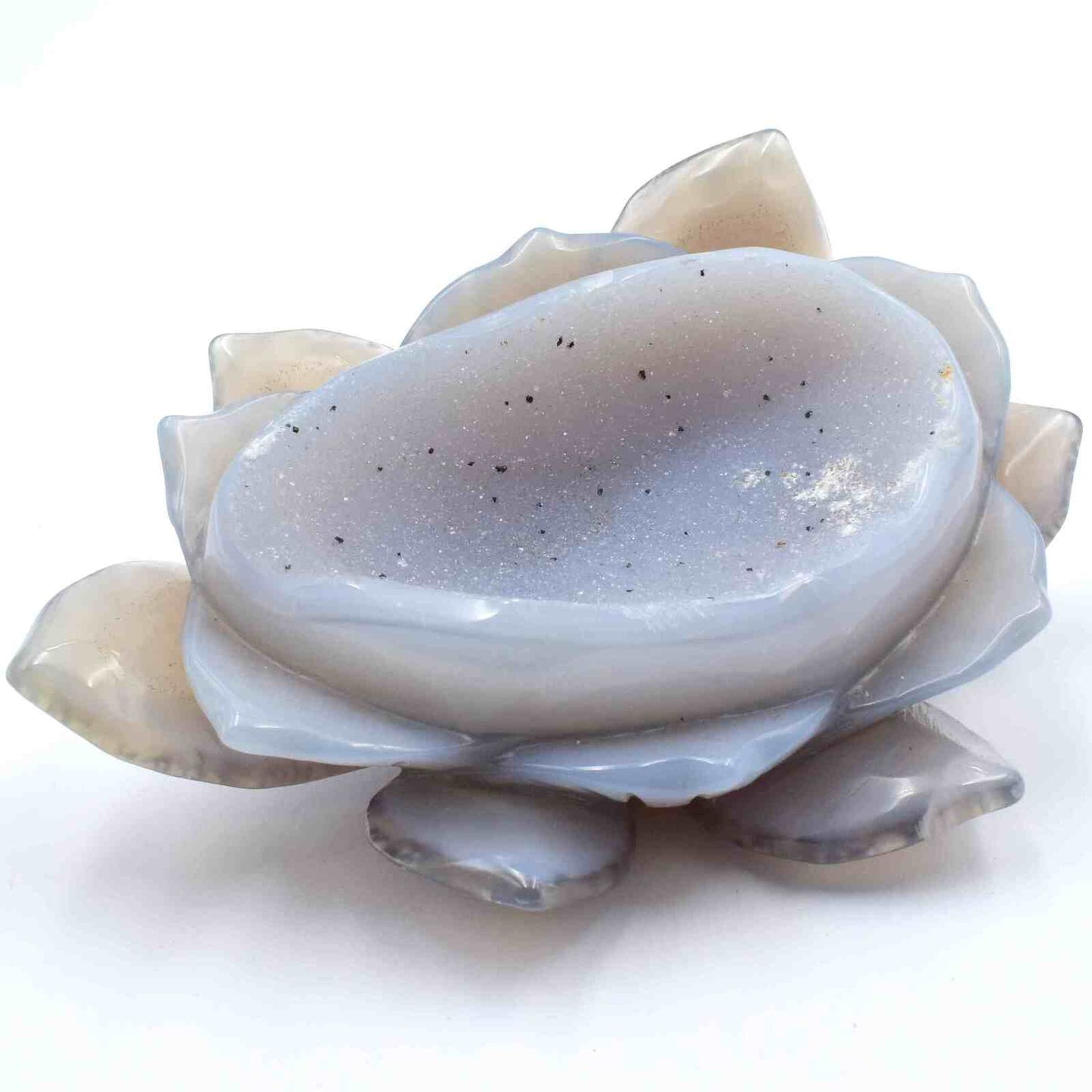 Agate Geode Lotus Flower Carving
