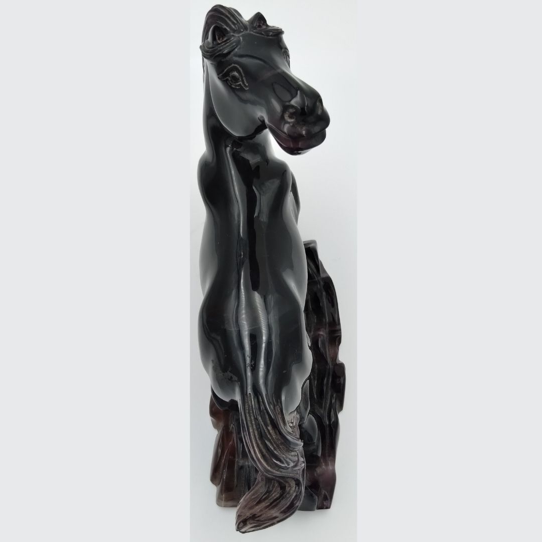 Purple Fluorite Horse Statue Carving