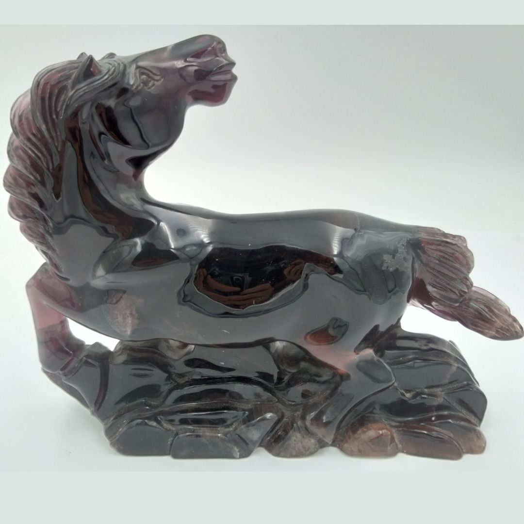 Purple Fluorite Horse Statue Carving