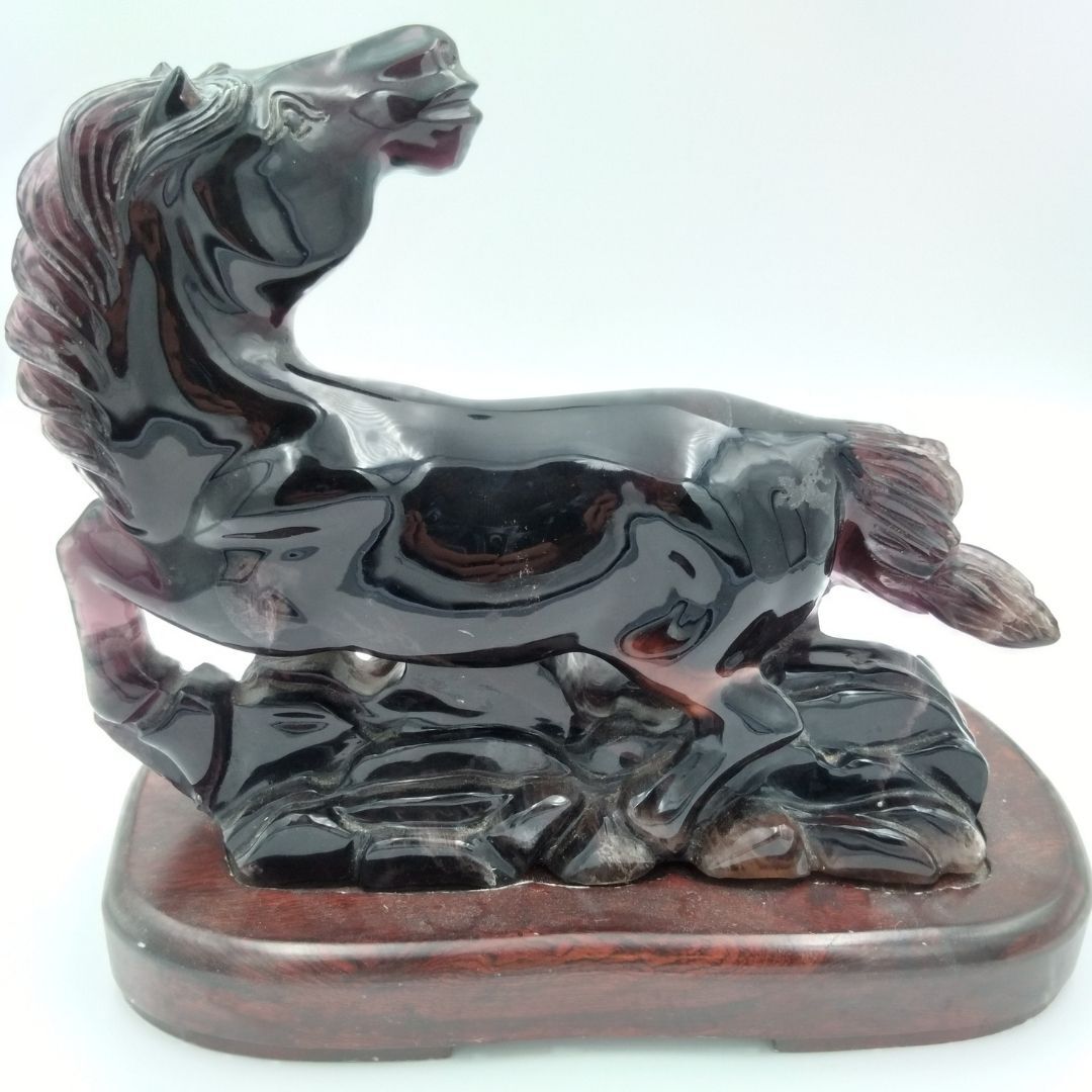 Purple Fluorite Horse Statue Carving