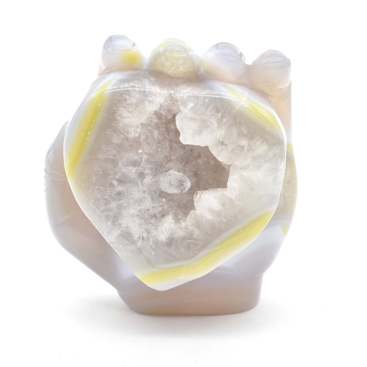 Agate Geode Hand of Buddha Carving
