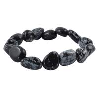 White Snowflake Obsidian Tumbled Bracelet