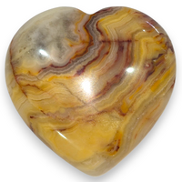 Yellow Crazy Lace Agate Heart Carving