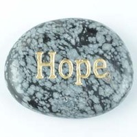 Hope Obsidian Snowflake White Word Stone